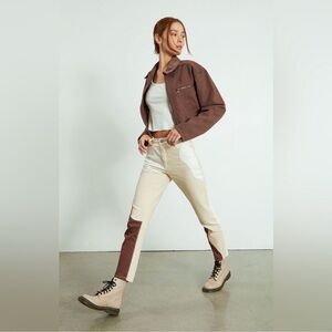 PacSun NWOT Eco Tan & Brown Ginger Paneled Mom Jeans  Size 28 pants cotton